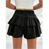 imageOYOANGLE Womens High Waist Tiered Layer Skirt Shorts Ruffle Hem A Line Mini SkortsBlack