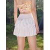 imageOYOANGLE Womens High Waist Tiered Skirt Cute Summer Flowy Ruffle Mini SkirtsWhite
