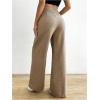 imageOYOANGLE Womens High Waist Wide Leg Pants Work Office Business Trousers Loose Fit Casual Long PantsBrown