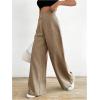 imageOYOANGLE Womens High Waist Wide Leg Pants Work Office Business Trousers Loose Fit Casual Long PantsBrown