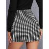 imageOYOANGLE Womens High Waist Work Houndstooth Print Asymmetrical Button Elegant Bodycon Mini Short SkirtsBlack and White
