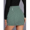 imageOYOANGLE Womens High Waist Work Houndstooth Print Asymmetrical Button Elegant Bodycon Mini Short SkirtsGreen