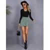 imageOYOANGLE Womens High Waist Work Houndstooth Print Asymmetrical Button Elegant Bodycon Mini Short SkirtsGreen