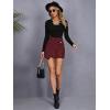 imageOYOANGLE Womens High Waist Work Houndstooth Print Asymmetrical Button Elegant Bodycon Mini Short SkirtsRed and Black