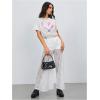 imageOYOANGLE Womens Lace Sheer Elastic Waist Wide Leg Pants See Through Long Trousers Party ClubwearWhite