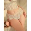 imageOYOANGLE Womens Lace Sheer Ruffle Thong Panties Bowknot Mid Rise Comfortable UnderwearWhite