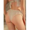 imageOYOANGLE Womens Lace Sheer Ruffle Thong Panties Bowknot Mid Rise Comfortable UnderwearWhite
