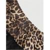 imageOYOANGLE Womens Leopard Print Contrast Lace Mini Skirt Elastic Waist Ruffled Tiered Y2K SkirtsMulticolor