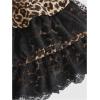 imageOYOANGLE Womens Leopard Print Contrast Lace Mini Skirt Elastic Waist Ruffled Tiered Y2K SkirtsMulticolor