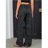imageOYOANGLE Womens Leopard Print Elastic High Waist Long Pants Cheetah Printed Wide Leg Loose Trousers with PocketsDark Grey