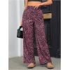 imageOYOANGLE Womens Leopard Print Elastic High Waist Long Pants Cheetah Printed Wide Leg Loose Trousers with PocketsHot Pink