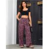 imageOYOANGLE Womens Leopard Print Elastic High Waist Long Pants Cheetah Printed Wide Leg Loose Trousers with PocketsHot Pink