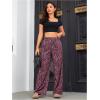 imageOYOANGLE Womens Leopard Print Elastic High Waist Long Pants Cheetah Printed Wide Leg Loose Trousers with PocketsHot Pink