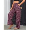 imageOYOANGLE Womens Leopard Print Elastic High Waist Long Pants Cheetah Printed Wide Leg Loose Trousers with PocketsHot Pink