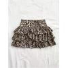 imageOYOANGLE Womens Leopard Print Mini Skirt Elastic Waist Tiered Layer Ruffle Short SkirtsMulticolor