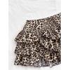 imageOYOANGLE Womens Leopard Print Mini Skirt Elastic Waist Tiered Layer Ruffle Short SkirtsMulticolor