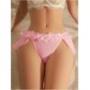 imageOYOANGLE Womens Lingerie Lace Ruffle Panties Bowknot Mid Waist Thongs UnderwearLight Pink