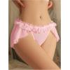 imageOYOANGLE Womens Lingerie Lace Ruffle Panties Bowknot Mid Waist Thongs UnderwearLight Pink