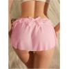 imageOYOANGLE Womens Lingerie Lace Ruffle Panties Bowknot Mid Waist Thongs UnderwearLight Pink