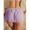 imageOYOANGLE Womens Lingerie Lace Ruffle Panties Bowknot Mid Waist Thongs UnderwearPurple