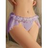 imageOYOANGLE Womens Lingerie Lace Ruffle Panties Bowknot Mid Waist Thongs UnderwearPurple