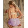 imageOYOANGLE Womens Lingerie Lace Ruffle Panties Bowknot Mid Waist Thongs UnderwearPurple