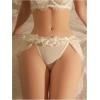 imageOYOANGLE Womens Lingerie Lace Ruffle Panties Bowknot Mid Waist Thongs UnderwearWhite