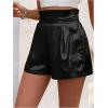 imageOYOANGLE Womens Metallic Sparkly Elastic High Waisted Shorts Party Straight Leg ShortsBlack