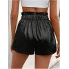 imageOYOANGLE Womens Metallic Sparkly Elastic High Waisted Shorts Party Straight Leg ShortsBlack