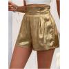 imageOYOANGLE Womens Metallic Sparkly Elastic High Waisted Shorts Party Straight Leg ShortsDeep Gold