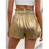 imageOYOANGLE Womens Metallic Sparkly Elastic High Waisted Shorts Party Straight Leg ShortsDeep Gold