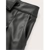 imageOYOANGLE Womens Minimalist Leather Button Pleated Shorts Zipper High Waisted Straight Leg Casual ShortsBlack