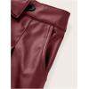imageOYOANGLE Womens Minimalist Leather Button Pleated Shorts Zipper High Waisted Straight Leg Casual ShortsBurgundy