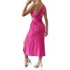 imageOYOANGLE Womens One Shoulder Sleeveless Dress Twist Cut Out Split Thigh Midi DressesHot Pink