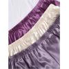 imageOYOANGLE Womens Plus Size 6 Pieces Silk Satin Pajama Sets Cami Top and Ruffle Shorts Pjs V Neck SleepwearPurple and Beige
