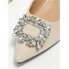 imageOYOANGLE Womens Rhinestone Decor Pointed Toe Slingback Flats Faux Suede Dress SandalsApricot