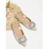 imageOYOANGLE Womens Rhinestone Decor Pointed Toe Slingback Flats Faux Suede Dress SandalsApricot
