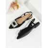 imageOYOANGLE Womens Rhinestone Decor Pointed Toe Slingback Flats Faux Suede Dress SandalsBlack