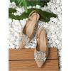 imageOYOANGLE Womens Rhinestone Decor Pointed Toe Slingback Flats Faux Suede Dress SandalsKhaki