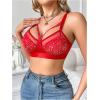 imageOYOANGLE Womens Rhinestone Sparkly Cut Out Bralette Bra Shiny Light Supports Comfy Wireless BrasRed
