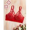 imageOYOANGLE Womens Rhinestone Sparkly Cut Out Bralette Bra Shiny Light Supports Comfy Wireless BrasRed