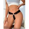imageOYOANGLE Womens Ring Linked Floral Lace Low Rise Thongs Comfortable Lingerie UnderwearBlack