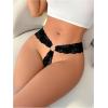 imageOYOANGLE Womens Ring Linked Floral Lace Low Rise Thongs Comfortable Lingerie UnderwearBlack