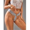imageOYOANGLE Womens Ring Linked Floral Lace Low Rise Thongs Comfortable Lingerie UnderwearLight Blue