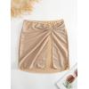imageOYOANGLE Womens Ring Linked Split Thigh Cover Up Skirt Beach Skirts Swimsuit BottomBeige