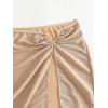 imageOYOANGLE Womens Ring Linked Split Thigh Cover Up Skirt Beach Skirts Swimsuit BottomBeige