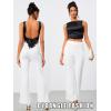 imageOYOANGLE Womens Satin Crop Top Bowknot Backless Sleeveless Ruched Party Blouse Going OutBlack