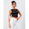 imageOYOANGLE Womens Satin Crop Top Bowknot Backless Sleeveless Ruched Party Blouse Going OutBlack