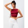 imageOYOANGLE Womens Satin Crop Top Bowknot Backless Sleeveless Ruched Party Blouse Going OutBurgundy