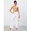 imageOYOANGLE Womens Satin Crop Top Bowknot Backless Sleeveless Ruched Party Blouse Going OutChampagne